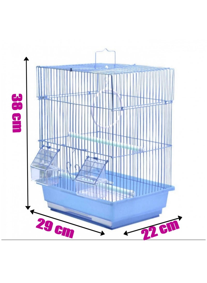 Bird Cage, Blue metal bird cage suitable for parakeets or other small ornamental birds. - Image 2
