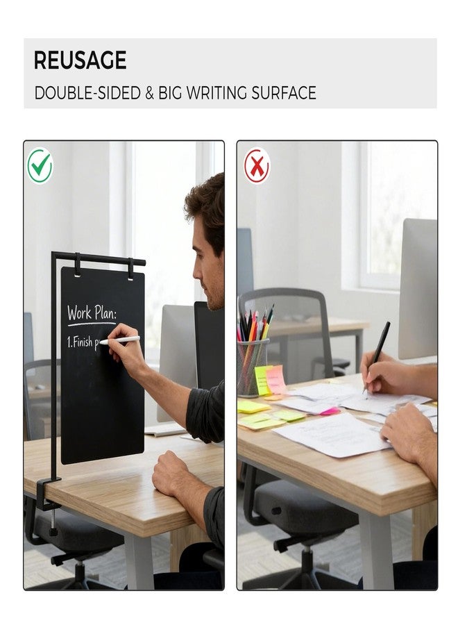 TOWON 2-Pack Clamp-On Desk Chalkboard Signs - Desk Edge Double-Sided Hanging Menu Boards (8 x 11 Inch) - Detachable Tabletop Blackboards with C-Clamp Mounts for Cafe Counter, Office & Wedding & Kitchen - Image 4