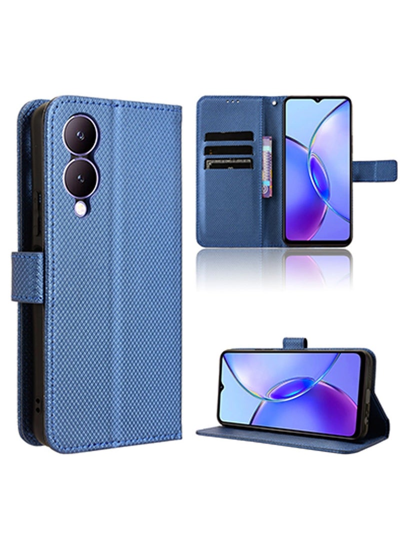 Vivo Y17s 4G Case Cover Soft Quality Leather Flip Folio Wallet With Card Slots Holder Stand Back Cover Drop-Proof Shock-Proof Protective Cell Phone Back Accessories Protection  - Image 2