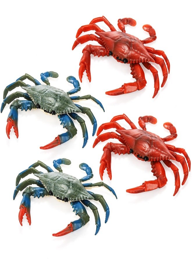 ZENFUN 4 Pieces Artificial Crabs, Fake Plastic Crab Toy, Realistic Crab Models, Crab Decor, Simulated Sea Animal, Home Party Decor, Educational Learning - Image 1