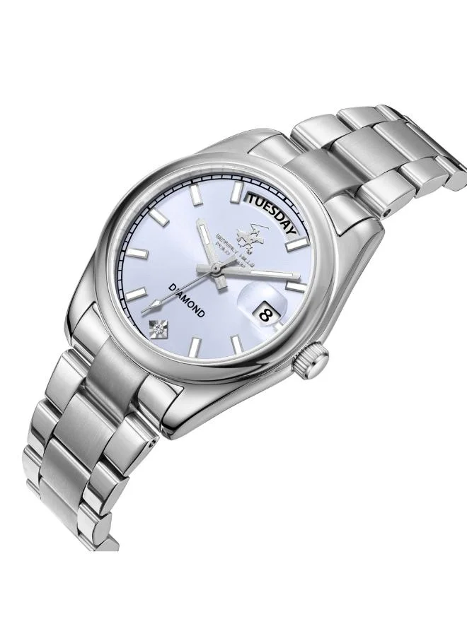BEVERLY HILLS POLO CLUB BEVERLY HILLS POLO CLUB BP3709X.360 Women's Analog Display Watch & Metal Strap Silver