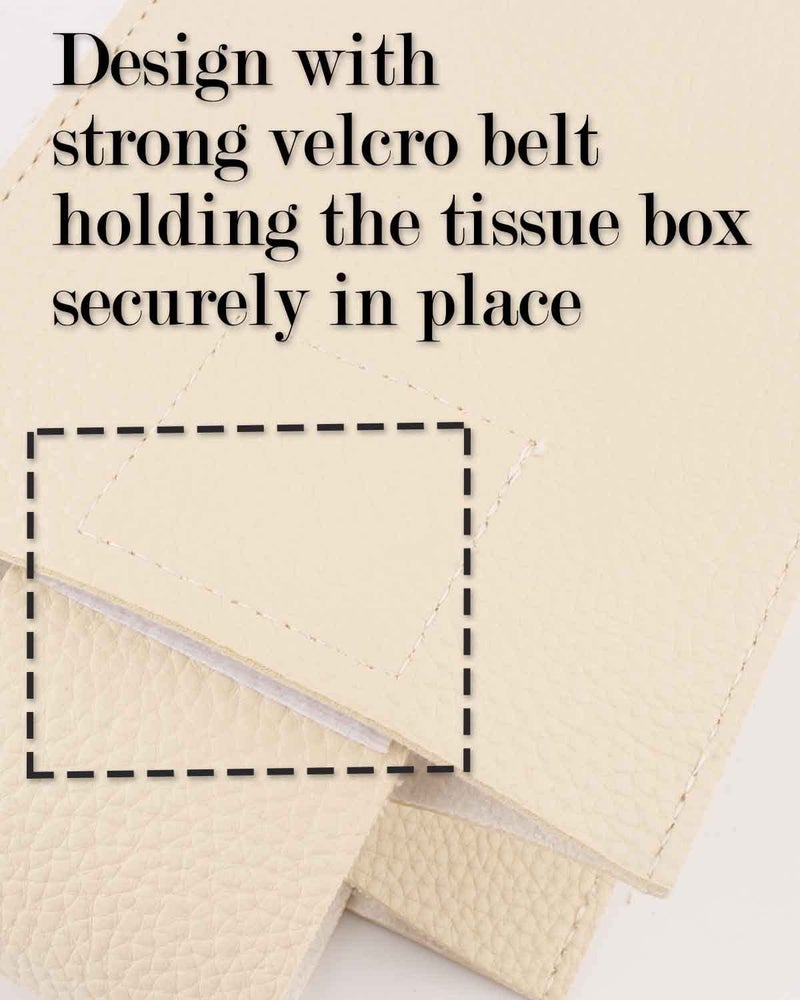 JESMINI Extra Large Rectangle Tissue Box Cover â€“ Plus Size Tissue Box Holder with Bottom Belt [JESMINI, Beige] Faux Leather Long Rectangular Tissue Holder for Bathroom/Home/Car/Office Decor - Image 5