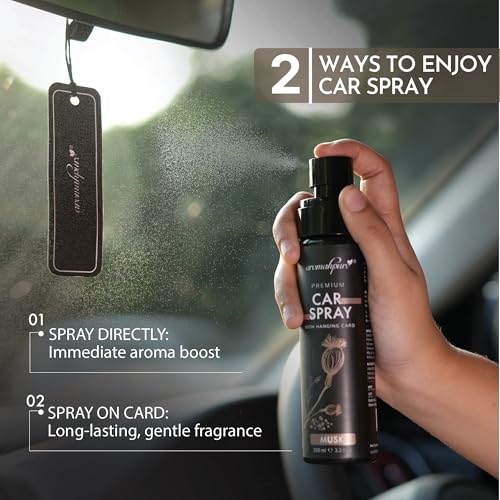Aromahpure Lavender & Musk Car Perfume Spray with Hanging Card |100ml Each | Long Lasting 800+ Sprays Each Car Fresheners | Travel Friendly Car Air Freshener| CFC Free & Fast Acting Formula - Image 4