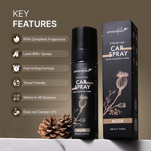 Aromahpure Lavender & Musk Car Perfume Spray with Hanging Card |100ml Each | Long Lasting 800+ Sprays Each Car Fresheners | Travel Friendly Car Air Freshener| CFC Free & Fast Acting Formula - Image 2