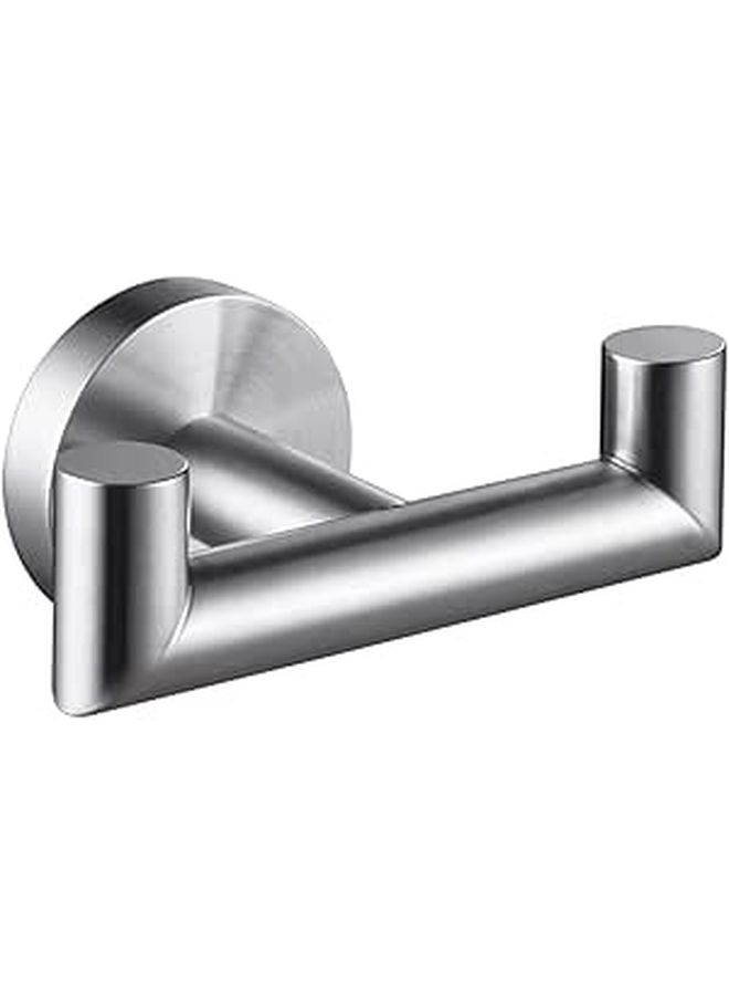 Stainless Steel Double Towel Hook Heavy Duty Wall Mounted Space Saving Organizer - Image 1