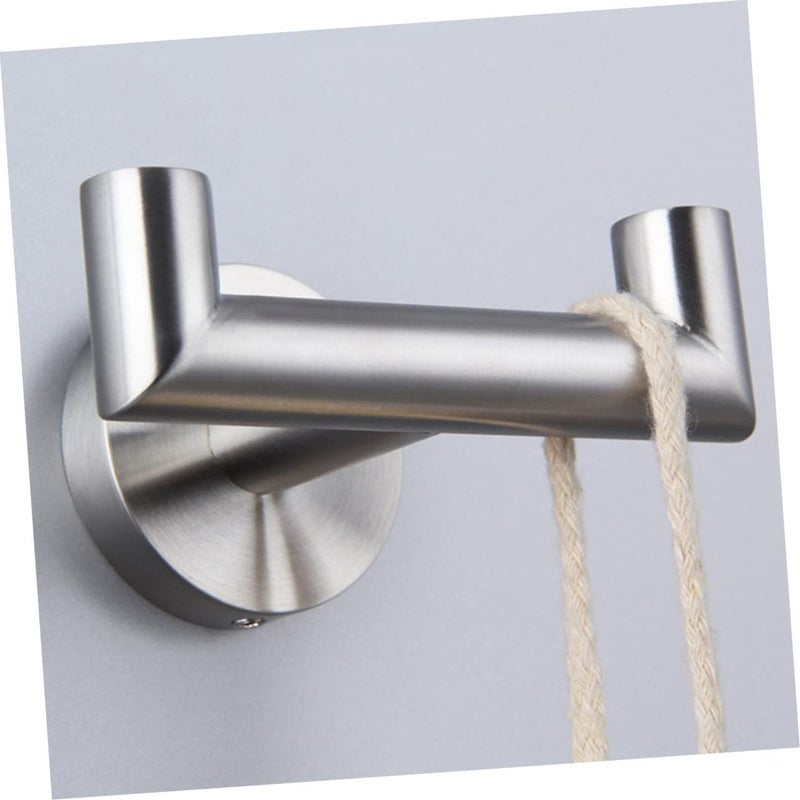 Stainless Steel Double Towel Hook Heavy Duty Wall Mounted Space Saving Organizer - Image 4