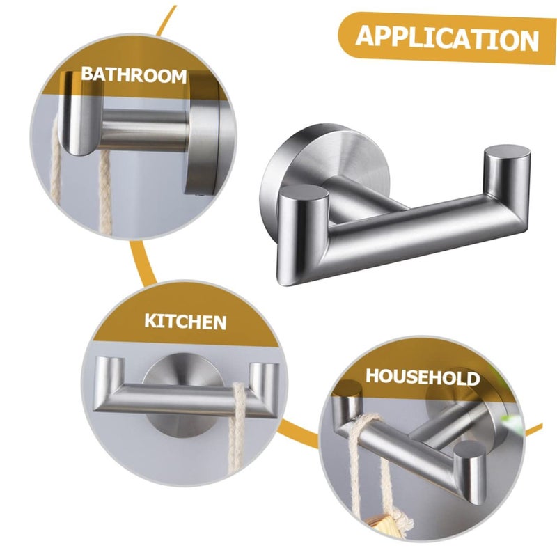 Stainless Steel Double Towel Hook Heavy Duty Wall Mounted Space Saving Organizer - Image 3