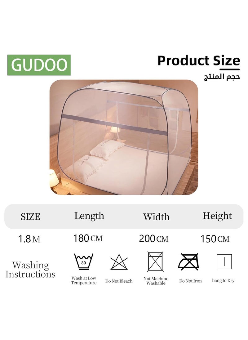 GUDOO Pop-Up Mosquito Net for Beds, Portable Folding Mosquito Netting Double Door Travel Mosquito Tents with Bottom, Bed Tent Crib Netting Yurt Canopy Nets Free Installation for Baby Adult Bedroom Camping  - Image 4