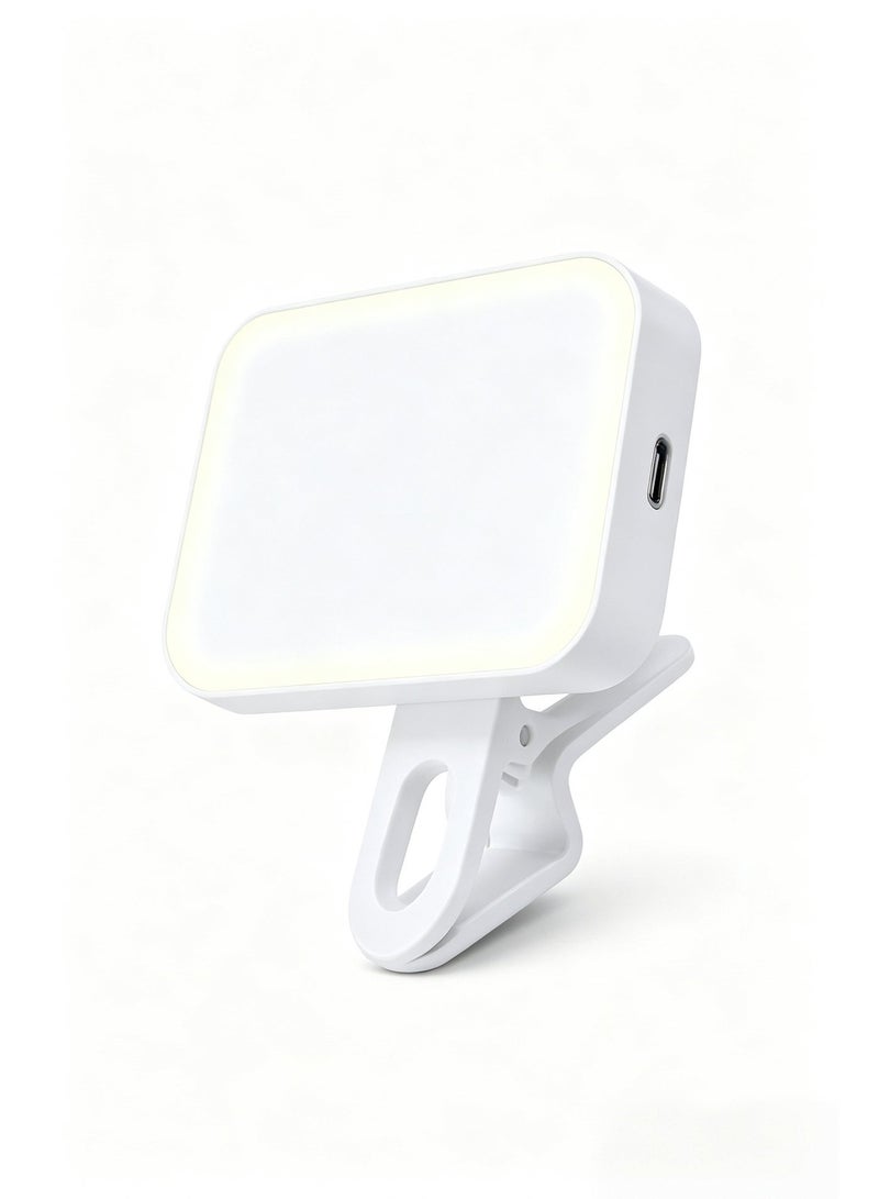 K-16 Portable Clip On Phone Fill Light, 3 Color Temperature 3000K-6500K Rechargeable Mini LED Selfie Light, Type-C Charging Pocket Lamp for Makeup Vlog Live Streaming Photography - Image 2