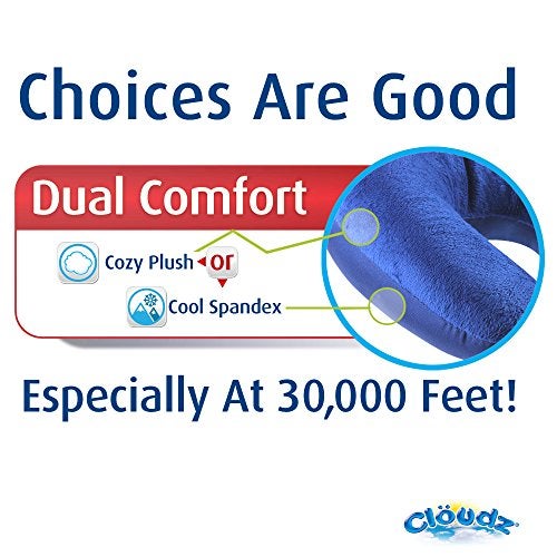 Cloudz Dual Comfort Microbead Airplane Travel Neck Pillow. Soft Cozy Plush Fabric on One Side, Cool Relaxing Spandex on The Other! Customize Your Comfort and Support at Home or On The Go! Bright Pink - Image 4