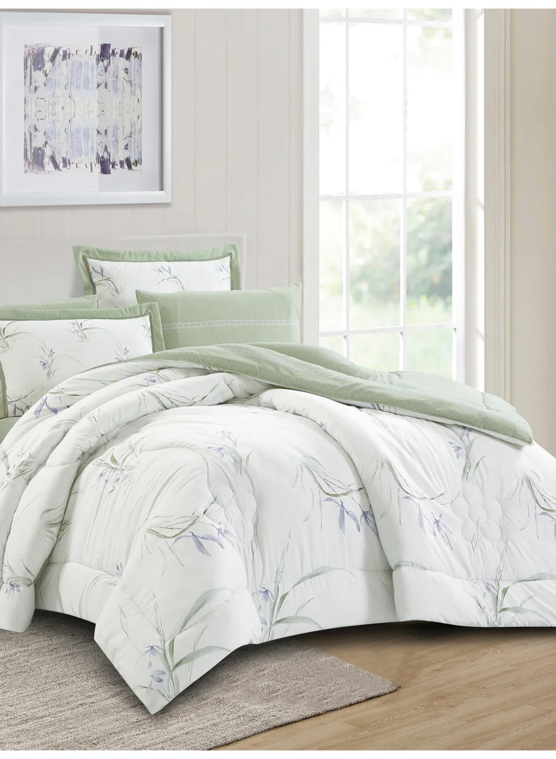 Donetella Bedding Comforter Set King Size, 6-Pcs Bed Set Fits 200x200 Cms -Printed Bedding Set-All Season- Brushed Microfiber