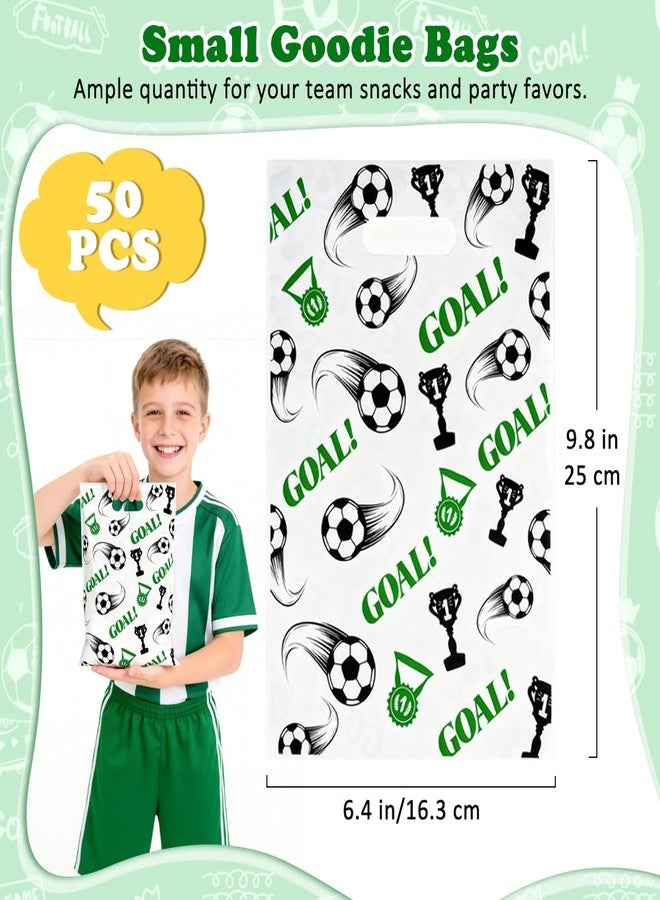 Shintop 50PCS Soccer Goodie Bags, Plastic Snack Bags with Handles Team Party Favor Pouches Treat Gift Wrap for Game Day Birthday (9.8 x 6.3 Inch - Image 2