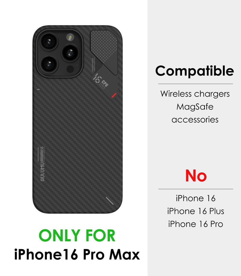 Aulumu A16 ألياف أراميد لحافظة iPhone 16 Pro Max | 1500D منسوج فائق النحافة | تبريد حقيقي | متوافق مع MagSafe - Image 2