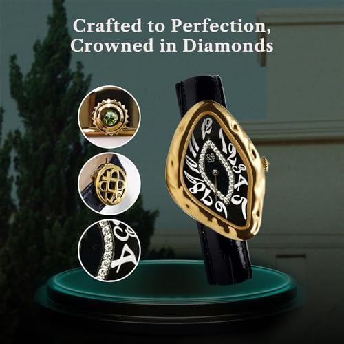 PASCAL Paradoxe Diamond Watch for Men Unique Style with Liquid Fluid Design, Genuine Leather Strap Interchangeable, Lab-Grown Diamonds & Sapphire Crystal, 3 ATM–Ideal Gift for Him (Eternal Midnight) - Image 3