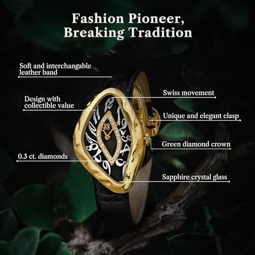 PASCAL Paradoxe Diamond Watch for Men Unique Style with Liquid Fluid Design, Genuine Leather Strap Interchangeable, Lab-Grown Diamonds & Sapphire Crystal, 3 ATM–Ideal Gift for Him (Eternal Midnight) - Image 4