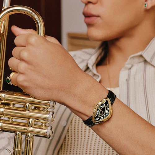 PASCAL Paradoxe Diamond Watch for Men Unique Style with Liquid Fluid Design, Genuine Leather Strap Interchangeable, Lab-Grown Diamonds & Sapphire Crystal, 3 ATM–Ideal Gift for Him (Eternal Midnight) - Image 2