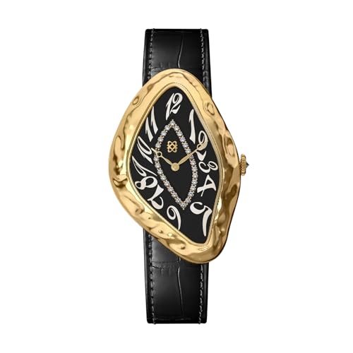PASCAL Paradoxe Diamond Watch for Men Unique Style with Liquid Fluid Design, Genuine Leather Strap Interchangeable, Lab-Grown Diamonds & Sapphire Crystal, 3 ATM–Ideal Gift for Him (Eternal Midnight) - Image 1