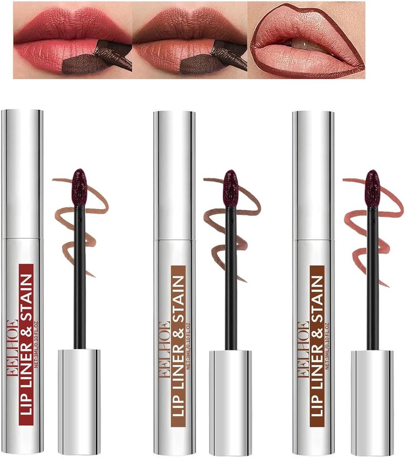 Peel Off Lip liner Tattoo Set 3PCS Lipgloss Lip Tint Stain Peel Off lip Stain Tattoo Highly Pigmented Matte Lipstick Makeup Pink M