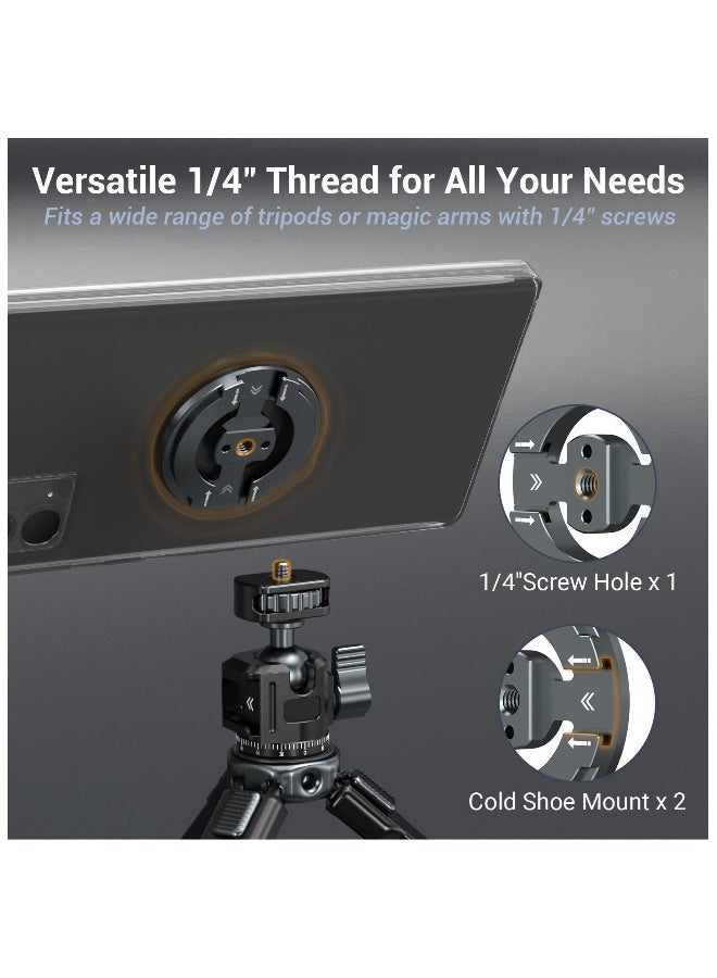 Magnetic Phone Tripod Mount Adapter with Adhesive Magnetic Ring, 1/4” Screw Hole Suitable for Ball Head/Tripod, Cold Shoe Design Compatible with Microphone with Hot Shoe Connector  - Image 3