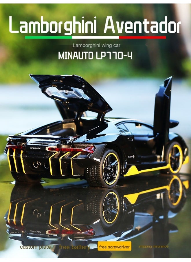 LAMBORGHINI - 1:32 Lambo LP770 Car Model Toy Child Sound and Light Pull Back Car Zinc Alloy Toys for Kids Boy Girl Gift - Image 1