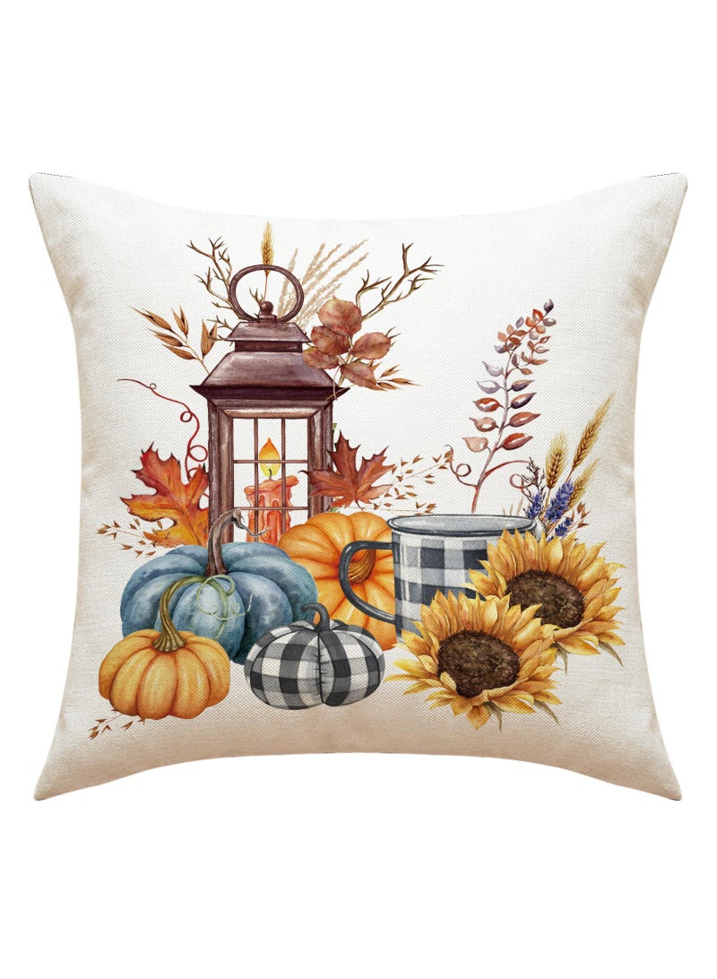 Pumpkin Sunflower Pillow Linen Pillow Cushion Cover 45 * 45cm