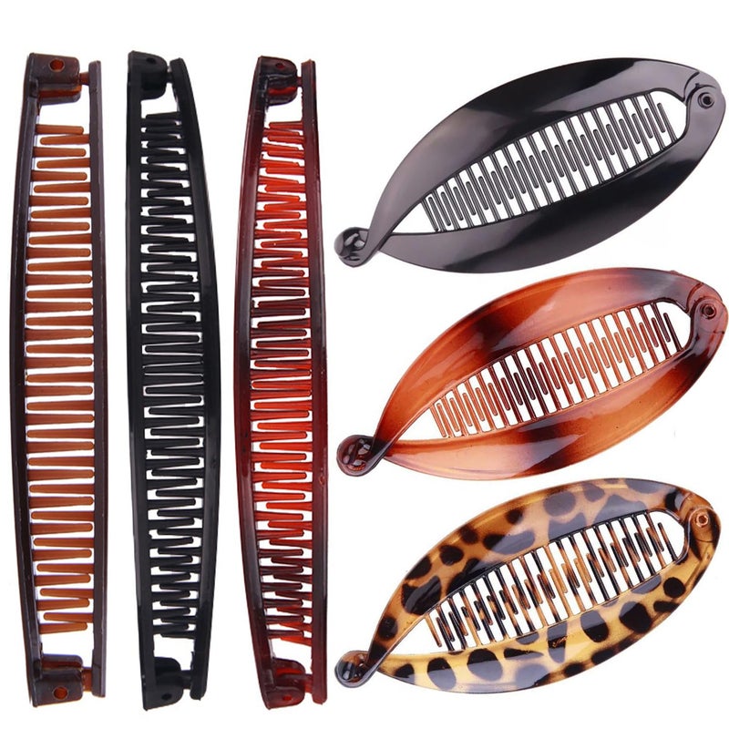 Youme Banana Hair Clips for Women - Classic Fishtail Clincher Combs, Large Double Ponytail Holder Clips for Thin Hair - Image 1