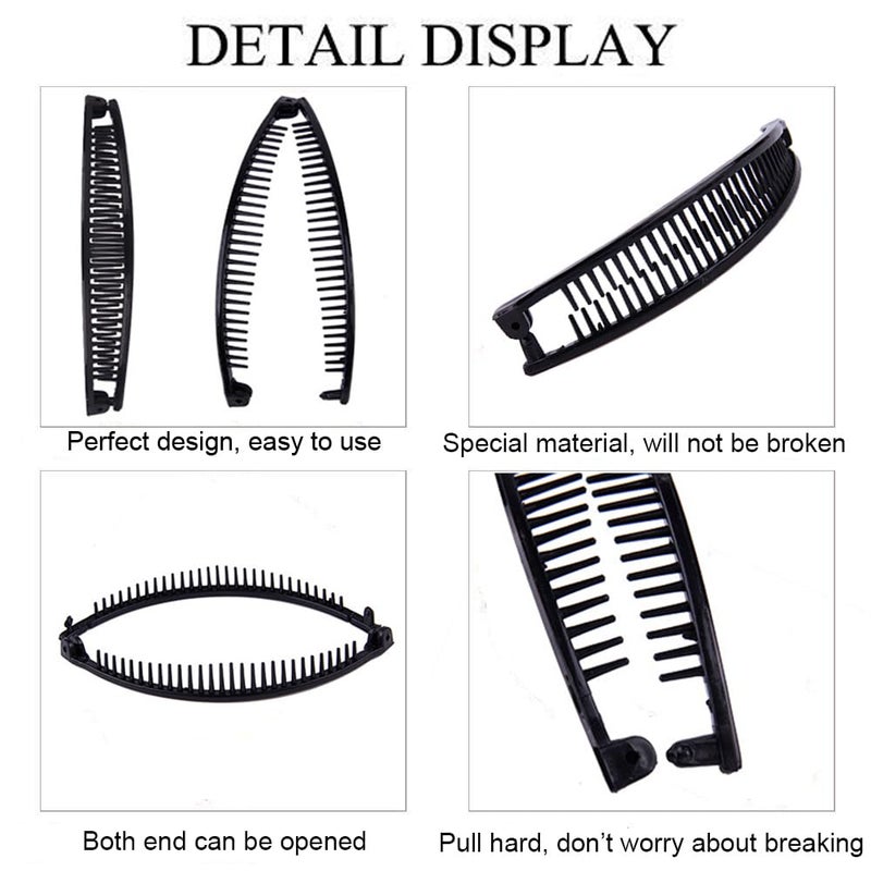 Youme Banana Hair Clips for Women - Classic Fishtail Clincher Combs, Large Double Ponytail Holder Clips for Thin Hair - Image 3
