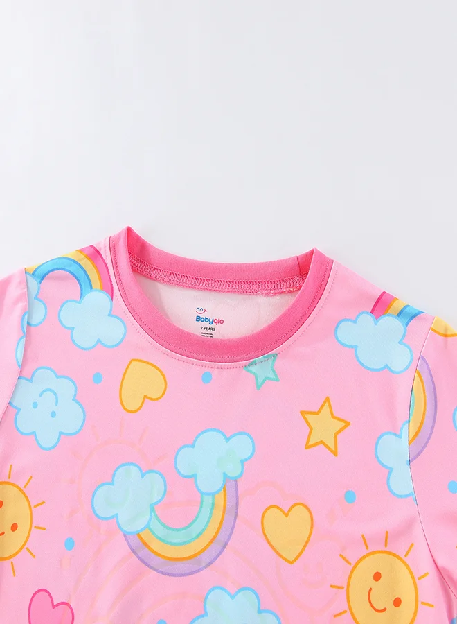 babyqlo Rainbow Cloud Girls Glow in the dark Pajama Set