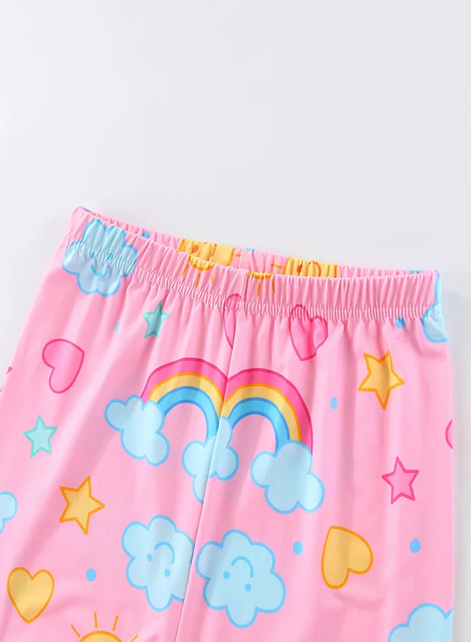babyqlo Rainbow Cloud Girls Glow in the dark Pajama Set