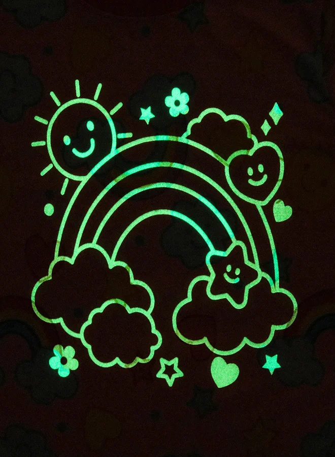 babyqlo Rainbow Cloud Girls Glow in the dark Pajama Set