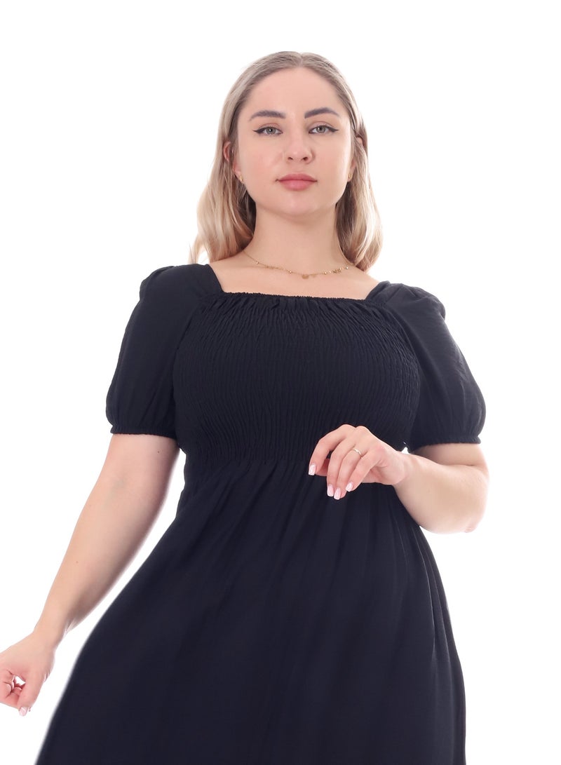 بيبو فستان حريمي طويل سادة اكمام قصير - Image 1