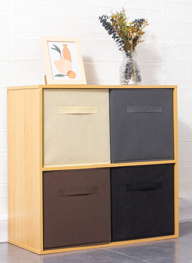 Hanayo 3 Pcs Storage Cubes Bins Collapsible Fabric Storage Bins with Handle Simple Cubical Storage Boxes for Clothes Toys Operators Cabinets Shelves (Beige) - Image 4