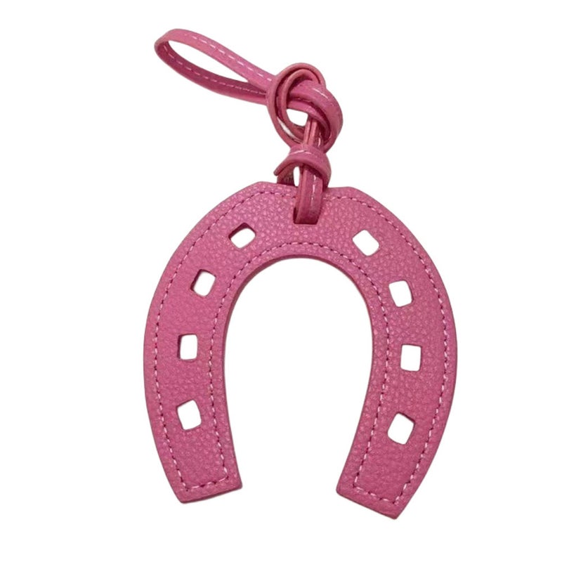 Creative Solid Color Horseshoe Car Pendant Leather U-Shaped Bag Pendant Double-Sided Decorative Fashion Pendant - Image 1