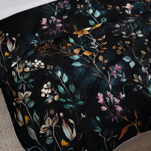 UEVBF Floral Quilt Set Queen Size,3 Pieces Flower Parrten Bed Sets,Garden Style Soft Lightweight Bedding Set with 2 Pillowcases,Colorful Bedding for Adults Kids. - Image 4