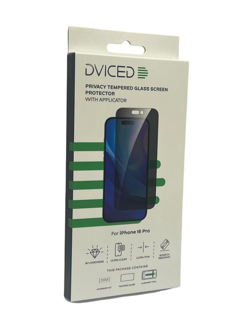 DVICED Privacy Tempered Glass Screen Protector For iPhone 16 Pro With Applicator - Image 1