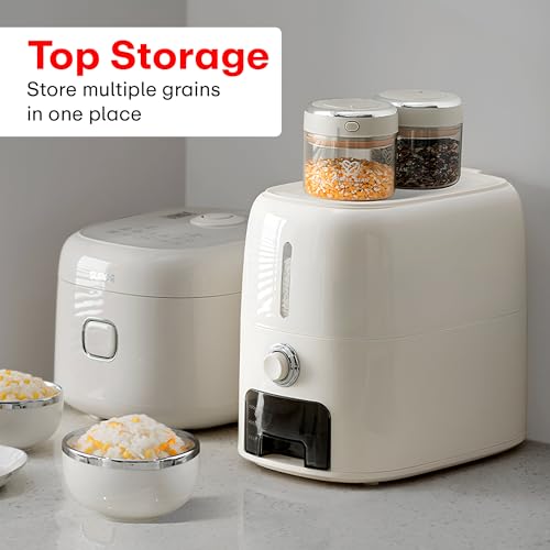 Prime Pick Grain Smart Rice Storage Container One Touch Dispensing Airtight Moisture Proof BPA Free Kitchen Grain Dispenser with Measuring Cup Durable Countertop Food Storage Box White 10 Kg - Image 2