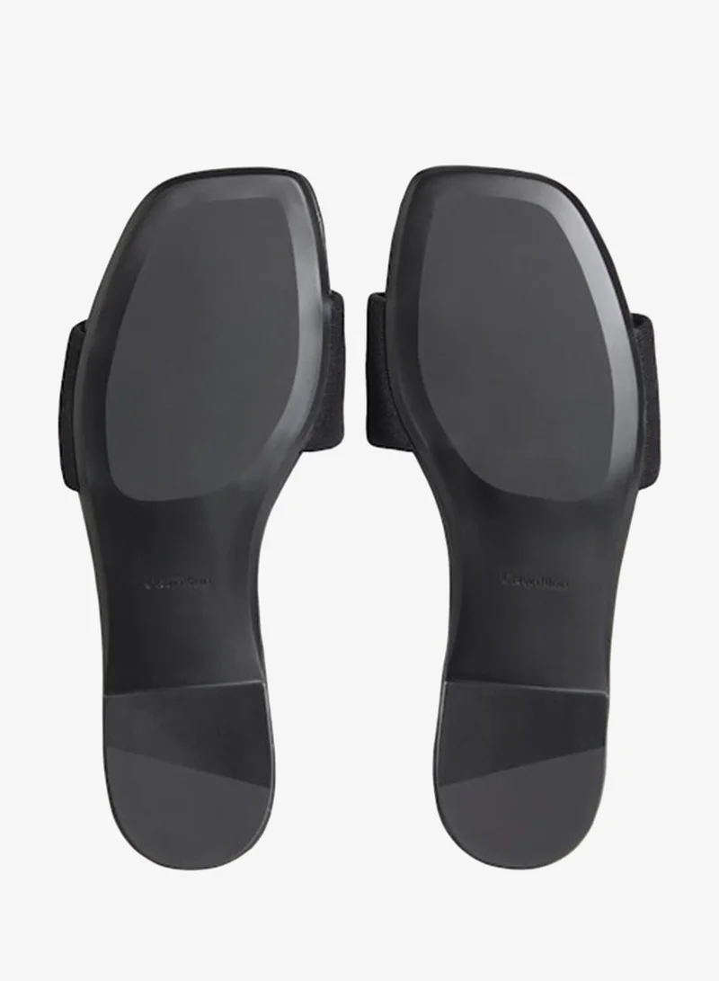 Calvin Klein Triple Black Amira - Canvas Square Toe Flat Sandals for Women | Best Price UAE