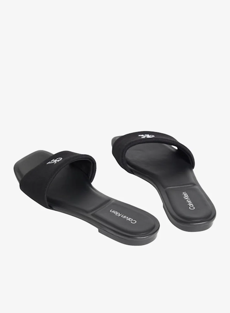 Calvin Klein Triple Black Amira - Canvas Square Toe Flat Sandals for Women | Best Price UAE