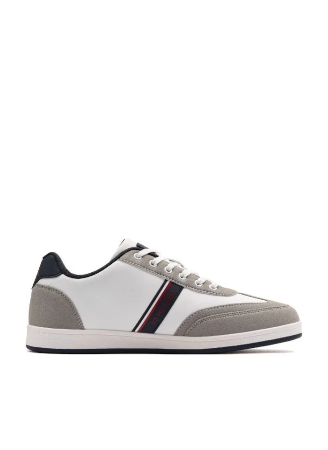 U.S. Polo Assn. KARES GLB 5PR Men’s White & Grey Casual Sneakers | Classic Lace-Up Everyday Shoes
