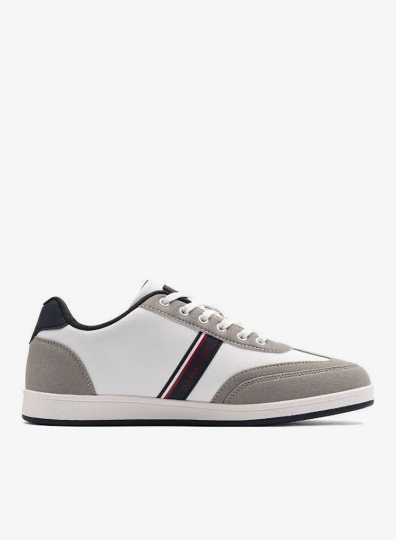 يو اس بولو اسن U.S. Polo Assn. KARES GLB 5PR Men’s White & Grey Casual Sneakers | Classic Lace-Up Everyday Shoes