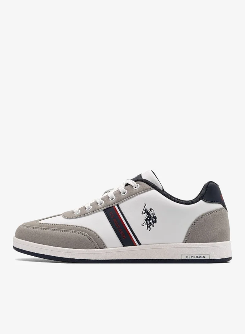 يو اس بولو اسن U.S. Polo Assn. KARES GLB 5PR Men’s White & Grey Casual Sneakers | Classic Lace-Up Everyday Shoes