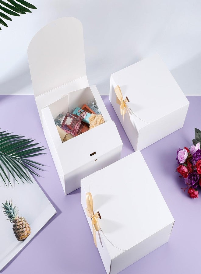 Tivcck 12 Pack White Gift Boxes with Lids,8 x 8 x 4 Inch Gift Boxes Bulk,Bridesmaid Proposal Box with Gold Ribbon,White Kraft Paper Box for Birthday,Wedding,Christmas,Party Favors - Image 5