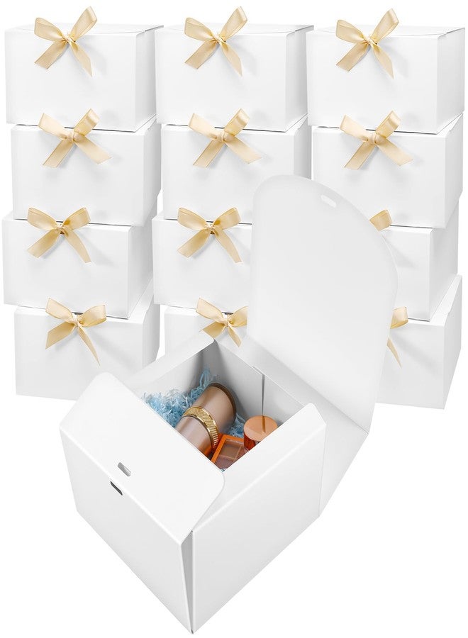 Tivcck 12 Pack White Gift Boxes with Lids,8 x 8 x 4 Inch Gift Boxes Bulk,Bridesmaid Proposal Box with Gold Ribbon,White Kraft Paper Box for Birthday,Wedding,Christmas,Party Favors - Image 1