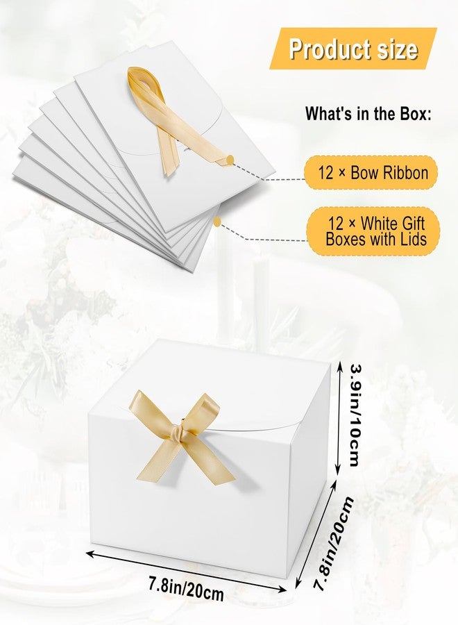 Tivcck 12 Pack White Gift Boxes with Lids,8 x 8 x 4 Inch Gift Boxes Bulk,Bridesmaid Proposal Box with Gold Ribbon,White Kraft Paper Box for Birthday,Wedding,Christmas,Party Favors - Image 2