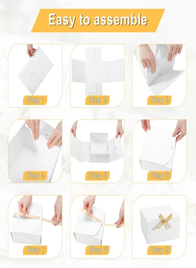 Tivcck 12 Pack White Gift Boxes with Lids,8 x 8 x 4 Inch Gift Boxes Bulk,Bridesmaid Proposal Box with Gold Ribbon,White Kraft Paper Box for Birthday,Wedding,Christmas,Party Favors - Image 4
