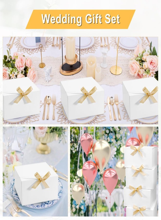Tivcck 12 Pack White Gift Boxes with Lids,8 x 8 x 4 Inch Gift Boxes Bulk,Bridesmaid Proposal Box with Gold Ribbon,White Kraft Paper Box for Birthday,Wedding,Christmas,Party Favors - Image 3