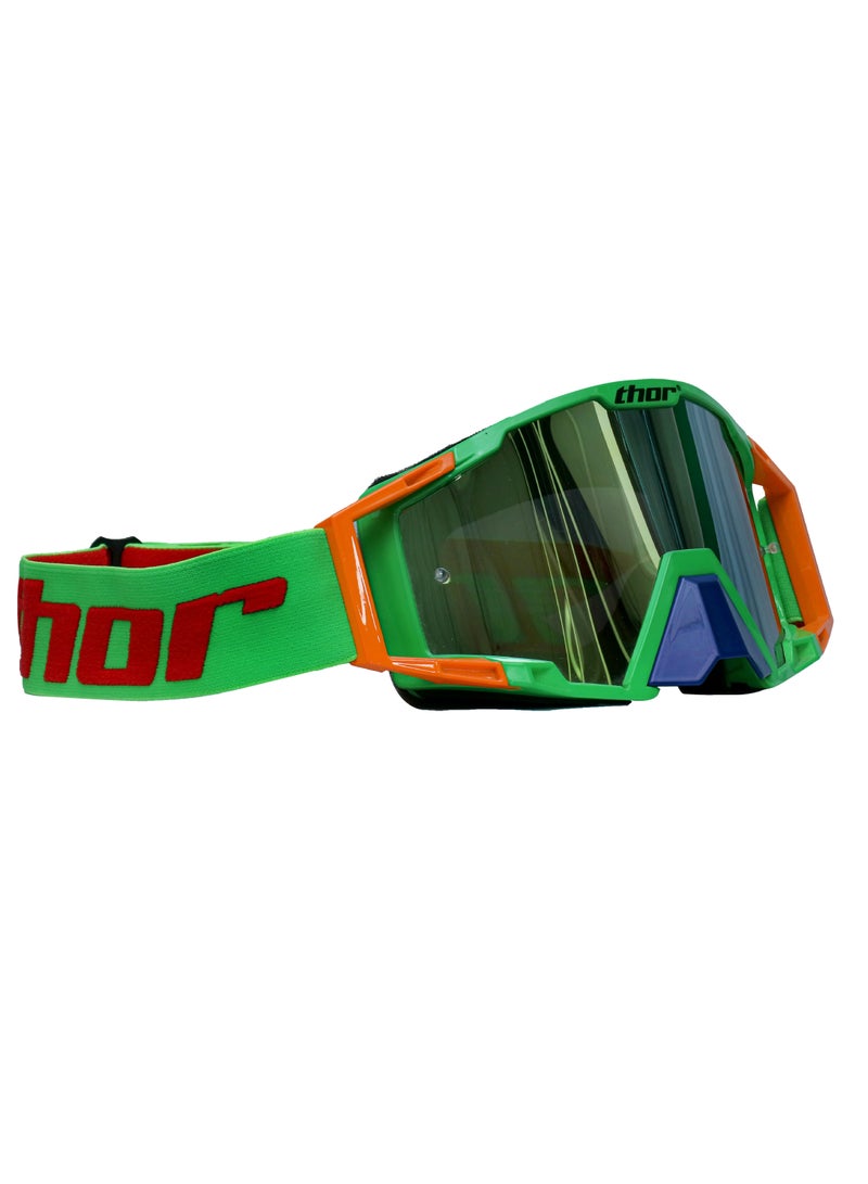 THOR خوذة نظارات للدراجات النارية MX للطرق الوعرة مع إطار أخضر، قطعة واحدة - Image 2