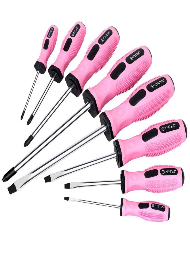 FASTPRO 8-Piece Pink Magnetic Screwdrivers Set with 4 Phillips and 4 Slotted Tips, Precision Screwdriver Repair Tool Kit for Women - Image 1