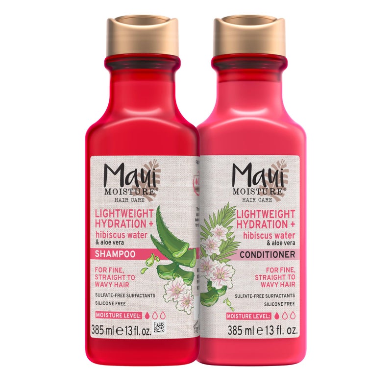 MAUI MOISTURE شامبو وبلسم Maui Moisture Lightweight Hydration + Hibiscus لترطيب الشعر يوميًا، بدون كبريتات، 13 أونصة سائلة - Image 1