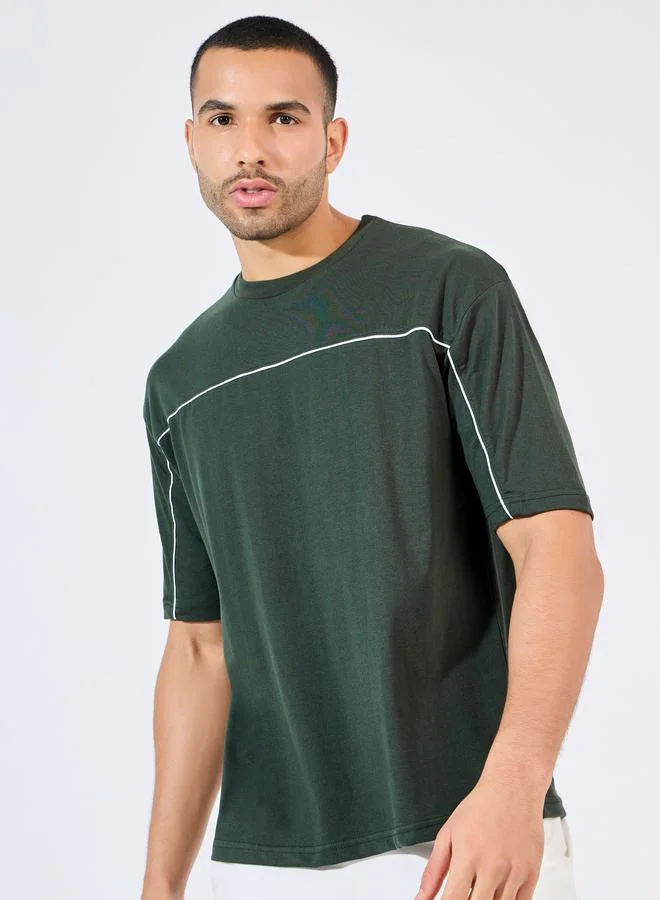 Styli Contrast Seam Piping Detail Oversized T-Shirt